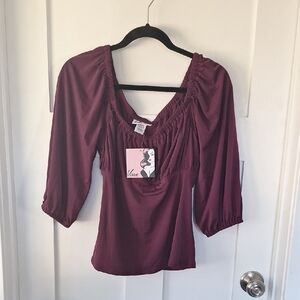 Vixen by Micheline Pitt Burgundy Blouse